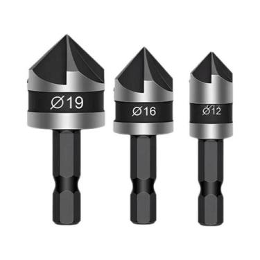 Imagem de Conjunto De Brocas Escareadoras Hexagonais 3 Peças 90 Graus Para Madei