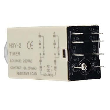 Imagem de Relé de tempo ligado H3Y-2, temporizador de atraso de controle de ponteiro 8 pinos 5A AC220V, ajuste de mostrador transparente, controle automático, com modo de reinicialização de desligamento, para
