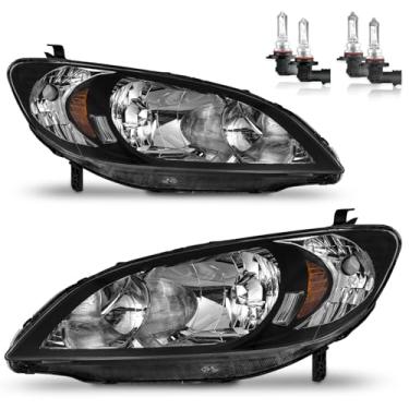 Imagem de ROADEAL Faróis com lâmpadas para Honda Civic 2/4 portas 2004 2005 halogêneo substituição do lado do motorista e do passageiro