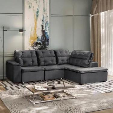 Imagem de Sofá de Canto Retrátil e Reclinável com Chaise 3 Lugares Takei Viviane
