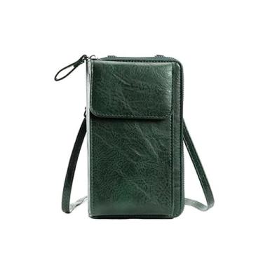 Imagem de EFDNK-HB Bolsa tiracolo pequena para mulheres de couro PU carteira para celular com compartimentos para cartão de crédito, Verde, One Size