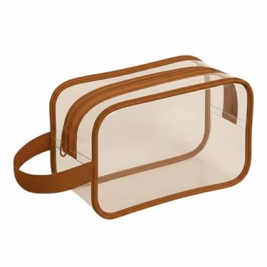 Imagem de Necessaire Transparente Organizador Em Plástico Para Maquiagem (MARROM, 1 UNIDADE)