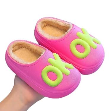 Imagem de Pantufas impermeáveis para meninas e meninos, sapatos para ambientes internos e externos, plataforma quente de inverno, sapato antiderrapante, Vermelho rosa, 8-9 Toddler
