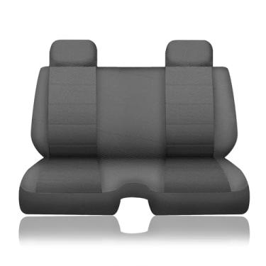 Imagem de EDIETH Capa de banco frontal de tecido composto durável para Toyota Tacoma 1995-2004, conforto aprimorado com acolchoamento de espuma espessa, ajuste exato para encostos de cabeça moldados - cinza