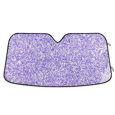 Imagem de Capa de carro com glitter lavanda, proteção solar, viseira de para-brisa, proteção UV persiana dobrável para janela de carro, tela solar para para-brisas de carro, acessórios de carro