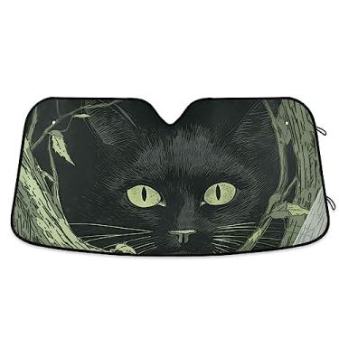 Imagem de Guarda-sol verde com olhos de gato para para-brisa dobrável, para-brisa, protetor solar de carro