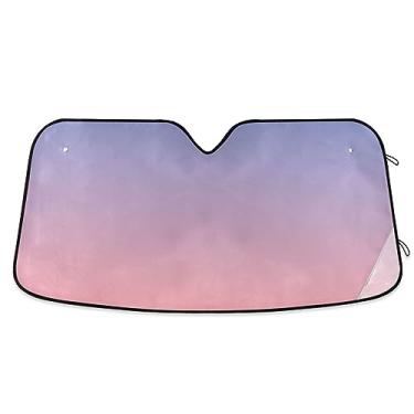 Imagem de Persianas de para-brisa gradiente rosa azul, para-sol dobrável para janela de carro, proteção UV para carro
