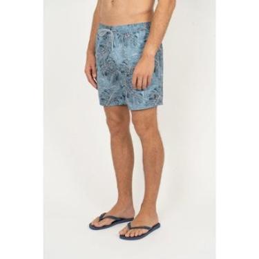 Imagem de Shorts Aleatory Estampado Monstera Azul-Masculino
