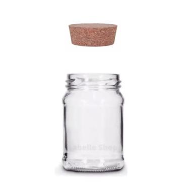 Imagem de Kit 50 unidades - Pote de vidro Redondo AZ-F100-200ml - Tampas Cortiça Rolha