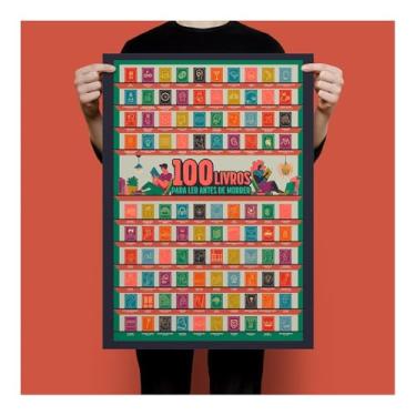 Imagem de Pôster Raspadinha 100 Livros Para Ler Antes de Morrer Sem Moldura Prático e Funcional para o Dia a Dia