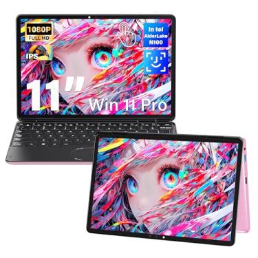 Imagem de Svikou Laptop conversível 2 em 1 com tela sensível ao toque rosa de 11 polegadas, tela IPS FHD (1920 x 1200), processador Intel N100, 16 GB de RAM, SSD de 1 TB, reconhecimento facial, KB