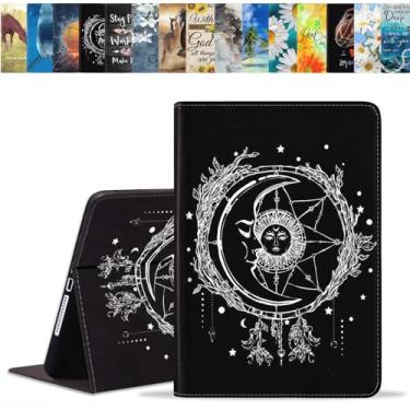 Imagem de BWOOLL Capa para Samsung Galaxy Tab A11 Plus 2025 / Samsung Galaxy Tab A9 Plus 2023 11 polegadas, capa fina e leve de couro PU com função despertar/hibernar automaticamente, tema celestial sol com lua