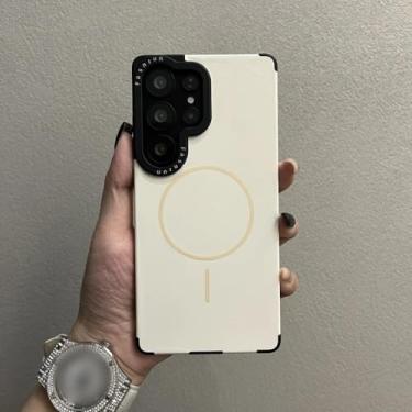 Imagem de Capa com alça de pulso para Samsung Galaxy S22 S23 S24 S25 Ultra Plus com carregamento sem fio e proteção de lente líquida, B, branca, para S24