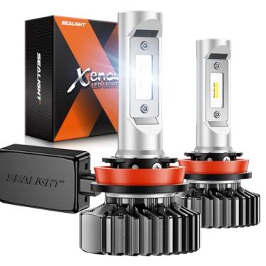 Imagem de SEALIGHT Lâmpadas LED H11/H8/H9, 600% mais brilhantes, 50.000 horas de vida útil, 6000 K Xenon branco não polaridade, pacote com 2