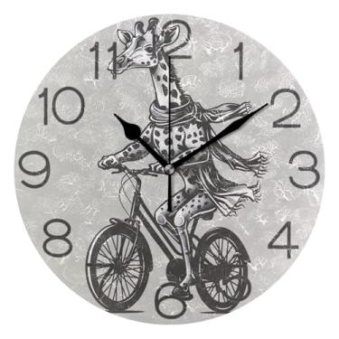 Imagem de GAIGEO Relógio de parede analógico decorativo funky alimentado por bateria relógio de sala de aula, decoração de parede de sala de estar moderna, design de camiseta, 25 cm, ponteiros pretos