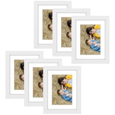Imagem de Golden State Art, Porta-retrato 15 x 20 cm, pacote com 6 fotos foscas para 10 x 15 cm, com acrílico, conjunto de molduras para galeria - suporte de parede ou exibição de mesa (branco, pacote com 6)