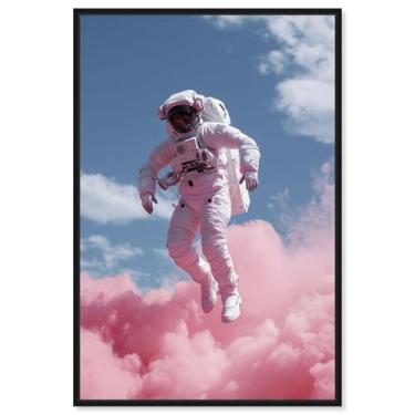 Imagem de Nebula Float I Canvas Print Astronaut Wall Art por Art Remedy, moldura preta, 50 x 76 cm