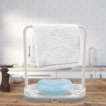 Imagem de GLOGLOW Rack de Secagem para Cozinha Rack Organizador de Armazenamento Removível para Pano de Prato e Esponja, Cinza, Plástico, Fácil Drenagem e Limpeza, 6,69 X 2,75 X 7,79 Polegadas para Pano de