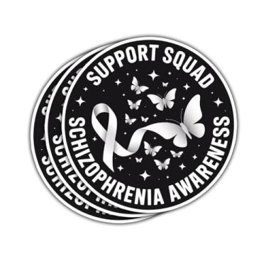 Imagem de 3 peças adesivo de conscientização esquizofrenia esquadrão de apoio engraçado fita branca presente de borboleta para esquadrão de apoio esquizofrenia adesivos de saúde mental decalque para laptop