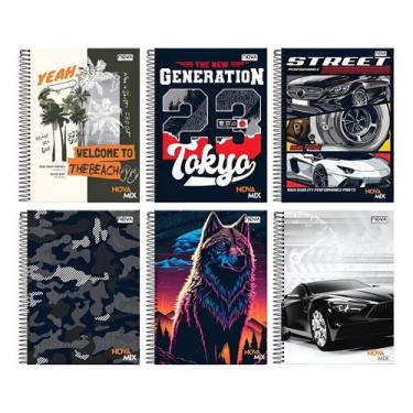 Imagem de Kit Com 4 Cadernos Escolar 1 Matéria Capa Dura Masculino - Nova Cadern