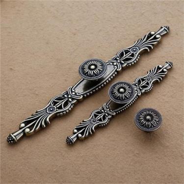 Imagem de Puxador de armário retrô orifício único gaveta ciano armário vinho guarda-roupa luz decoração acessórios de móveis 1 peça (6108 96 mm)