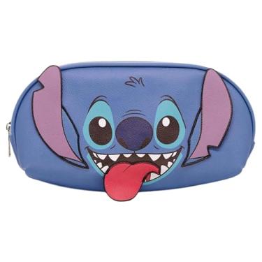 Imagem de Zonacriativa - Necessaire com aplique 3D Stitch Disney | Estojo de plástico resistente para maquiagem, acessórios e material escolar com relevo fofo