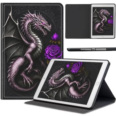 Imagem de Capa para Samsung Galaxy Tab S5e 10,5 polegadas 2019 (SM-T720/T725), capa fina de couro sintético com hibernar/despertar automático, capa protetora à prova de choque para tablet Galaxy Tab S5e, dragão