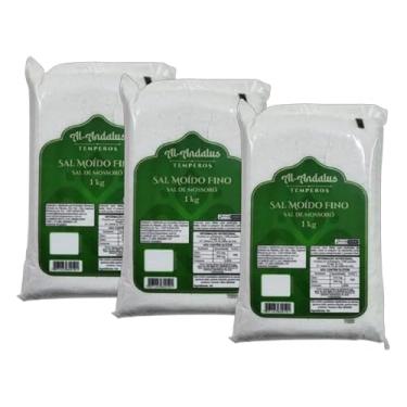 Imagem de Kit 3X: Sal Marinho de Mossoró Sem Iodo Al Andalus 1kg