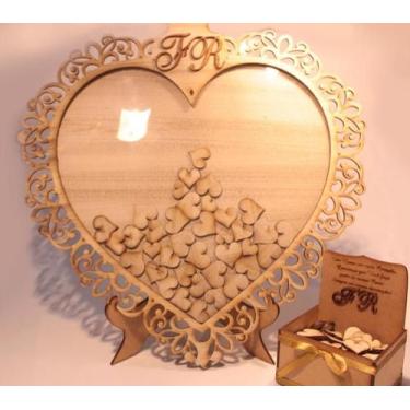 Imagem de Quadro de Assinaturas Personalizado com 100 Corações em MDF - no-brand