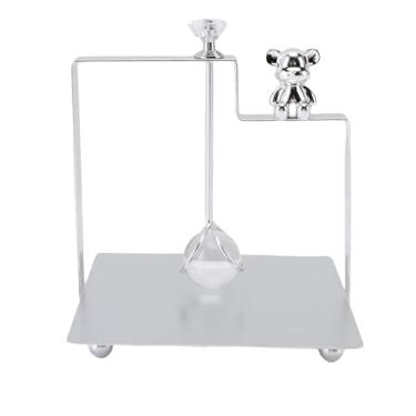 Imagem de Jiawu Dispensador de Guardanapo de Metal Quadrado de Ferro Moderno Com Alça de Urso Bonito para Restaurante de Hotel, Suporte de Guardanapo de para Mesa (Prata)