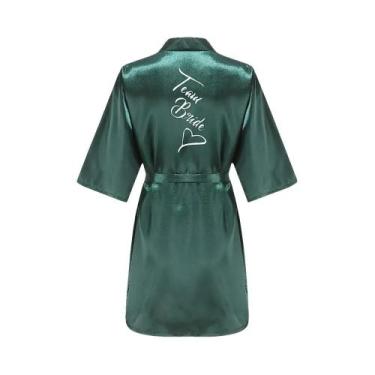 Imagem de Robe Curto De Seda Satin Para Mulheres, Estampa Sexy, Robe De Banho Pa