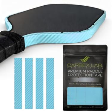 Imagem de Carbex Lab Fita protetora de borda Pickleball – Carbon Ice Blue – 30 mm de largura para remo de 16 mm – Pacote com 4 tiras de proteção PU – Protetor de borda sem rugas, envoltório durável, acessório