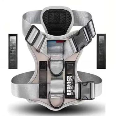 Imagem de Peitoral Ajustável Refletivo para Cachorro Porte Médio e Grande, Colete Reforçado Confortável com Regulagem e Segurança(Cinza,GG (XL))