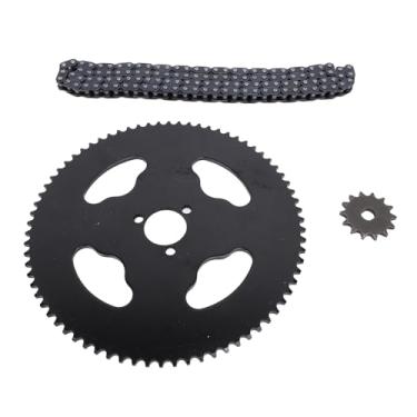 Imagem de KIMISS Kit de Corrente de Roda Dentada Traseira Dianteira T8F - Roda Dentada Dianteira 14T e Traseira 74T Com Corrente de Elos T8F 120, Diâmetro Interno de 10 Mm para Mini Motocicletas e Karts