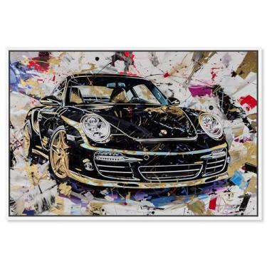 Imagem de Art Remedy Tela de luxo dourada primária para carro de luxo, moldura branca, 76 cm x 50 cm