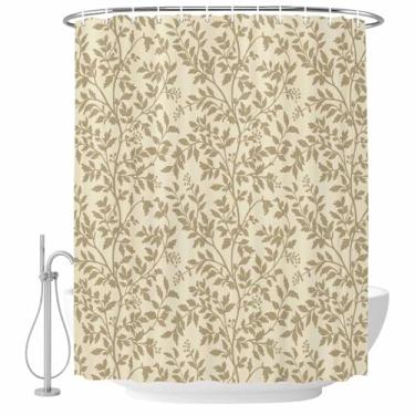 Imagem de Cortina de chuveiro com folhas florais amarelas e brancas conjunto de cortinas de chuveiro de tecido impermeável para banheiro decoração de banheira acessórios de casa 182 x 182 cm