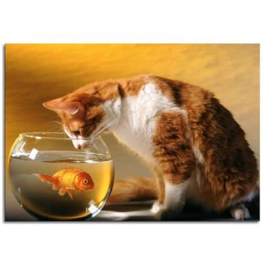 Imagem de Pôster Whiskers impressão em tela gato gatinho arte de parede para casa 1 painéis decorações não ramed 30,5 x 20,3 cm