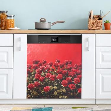 Imagem de ATTX Capa magnética para lava-louças Roses | Adesivo decorativo de eletrodomésticos de 58 x 66 cm para armários domésticos e eletrodomésticos #49