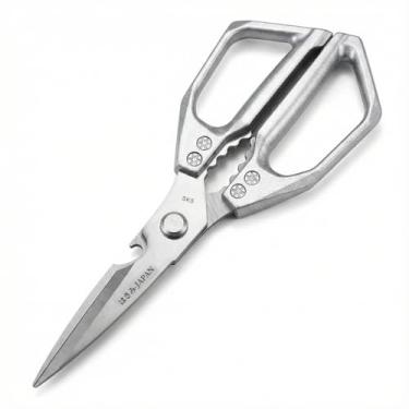 Imagem de Tesoura de cozinha tesoura multiuso aço inoxidável afiada prata carne resistente tesoura de aves domésticas cozinha japonesa