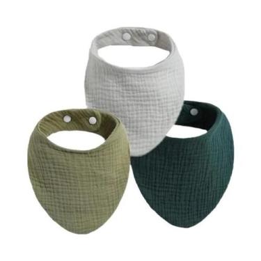 Imagem de Conjunto De Babadores De Algodão Macio Para Bebês, Ajustáveis Com Botã