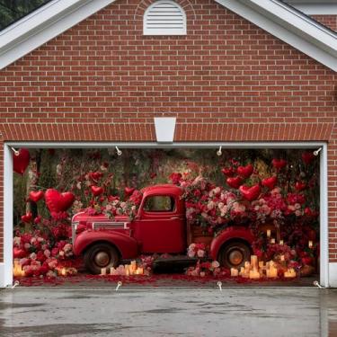 Imagem de Decoração de faixa de porta de garagem, grande decoração de capa de páscoa interna externa para casa, pano de fundo de festa de férias à prova d'água com coelhinho da Páscoa para varanda, quintal