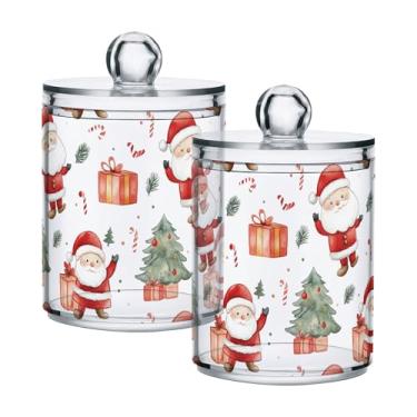 Imagem de xigua Pacote com 4 lindos suportes de Natal para bolas de algodão, cotonete – Frasco de plástico de boticário de armazenamento versátil transparente de 4 ml para banheiro e organização de