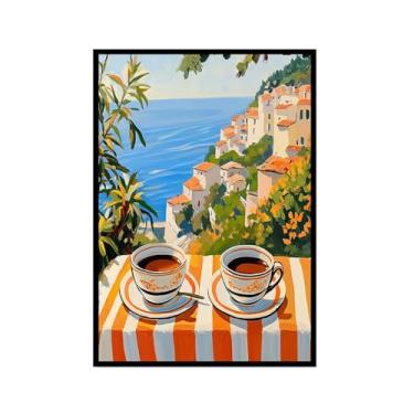 Imagem de Pintura em tela vintage de pôster-comida para parede, cafeteria de viagem italiana, quente, cozinha, café, bar, decoração (SKU3,12 x 45,7 cm = (30 x 45 cm), moldura preta)