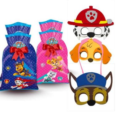 Imagem de Kit Festa Patrulha Canina Decoração 12 Sacolas + 3 Mascaras - Regina /