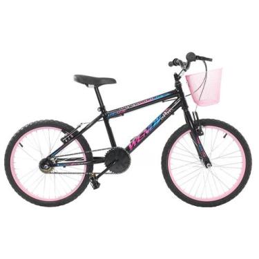 Imagem de Bicicleta Feminina Infantil Passeio Aro 20 Wendy Com Cesta, Preto, Ros
