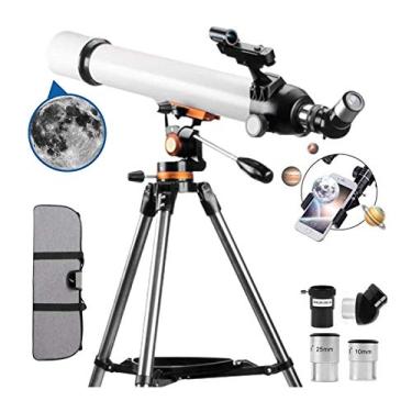 Imagem de pcagfaajmh Telescópio para crianças iniciantes 70 mm abertura 300 mm telescópio refrator astronômico (28X-210X) com um telescópio localizador de pontos vermelhos presente perfeito para crianças