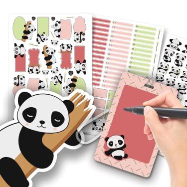Imagem de Etiqueta Escolar Menina com TAG + Caneta (Panda, Etiquetas + 1 TAG de Mochila)