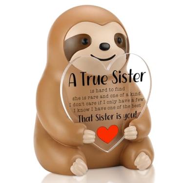 Imagem de Presente de apreciação da irmã, estatueta de preguiça, decoração de mesa fofa para formatura de aniversário de irmã, presente raro de irmão ou irmã, presente positivo encorajador para mulheres e