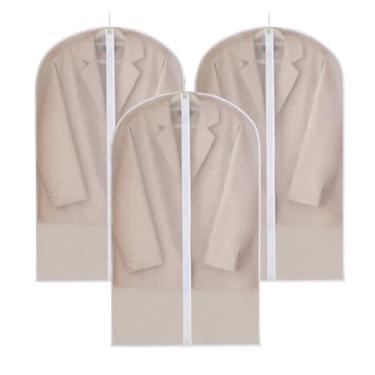 Imagem de Kit 3 Peças Organizador de Roupas 60x120cm contra Poeira com Tampa Protetora Capa Casaco Saco Translúcido Cobrir Terno