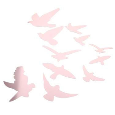 Imagem de ABOOFAN 11 peças de decoração de arte de parede de pássaro voador - escultura de animal 3D em acrílico adesivos espelhados para mulheres, aniversário, sala de estar, quarto, escritório, enfeite de